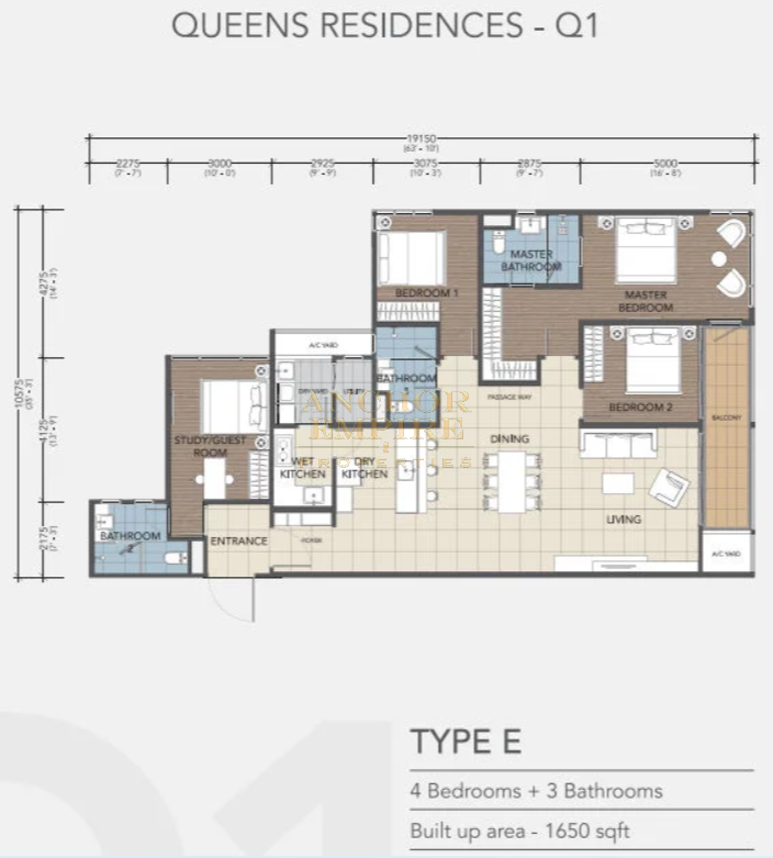 Queens Residences 1 Dual-Key (Block A) floorplan 1 full size